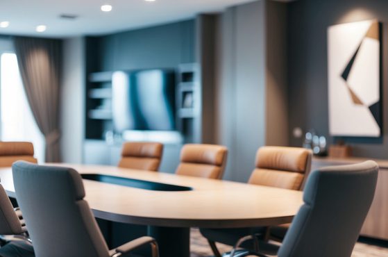 Board room with empty chairs board meeting concept