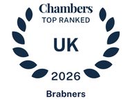 Chambers top ranked UK 2026 badge with a laurel wreath border and text in blue on a white background.