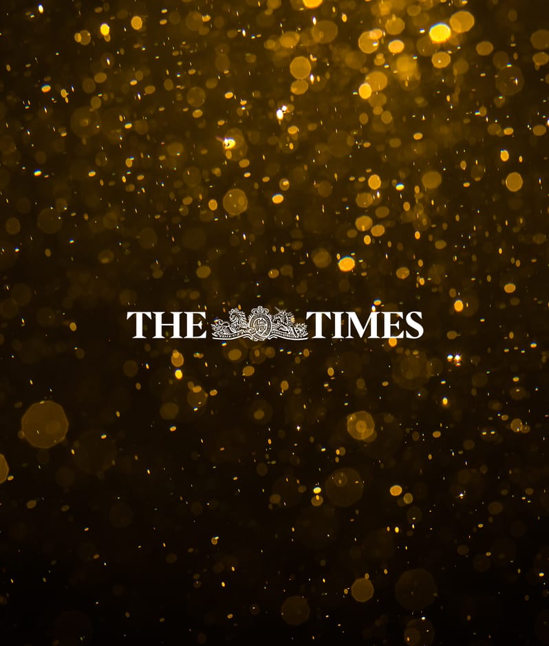 The Times logo background award text image split