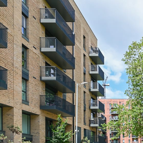 A block of modern apartment buildings