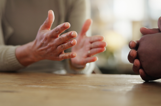 A couple attend a mediation session