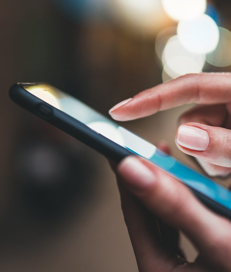 A person uses a mobile phone