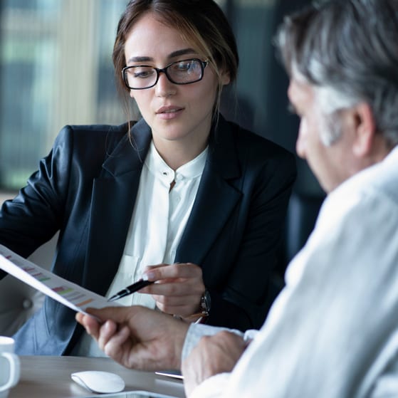 Business owner agreeing contract with bank employee
