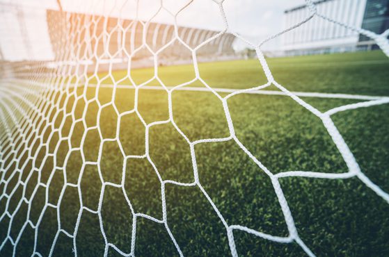 Football goal net and pitch
