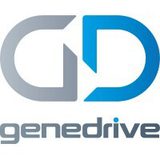 Genedrive logo with grey and blue stylised letters "GD" and the text "genedrive" underneath.