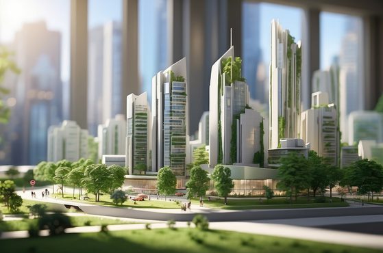 Green model cityscape regeneration theme