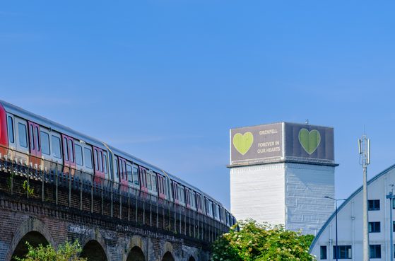 Grenfell tower view from train line