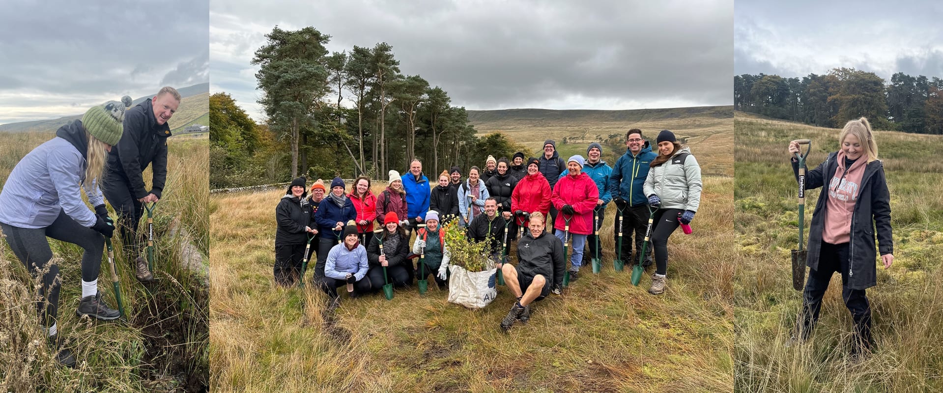Kingsdale Head full width image showing the team with spades