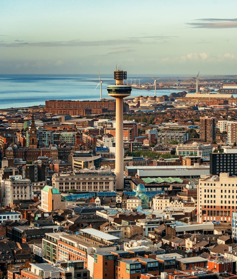 Liverpool skyline rooftop view