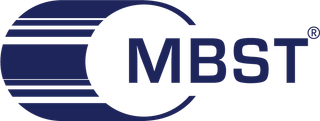 A logo featuring the letters "MBS" inside a dark blue circle with a horizontal stripe design extending from the left side.