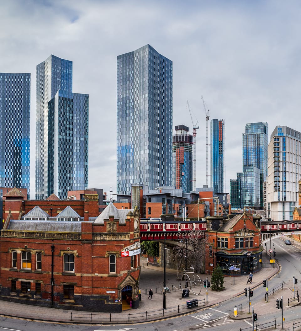 Manchester cityscape view from Deansgate