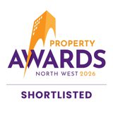 Property Awards North West 2026 logo with an orange and purple design and the word "SHORTLISTED" underneath.