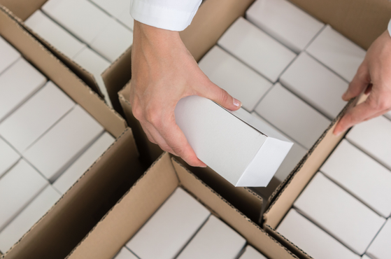 Products are packaged into a larger box