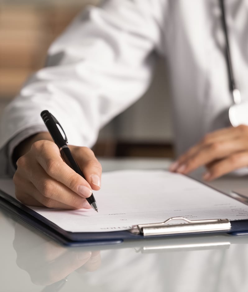 Professional conduct doctor writing form