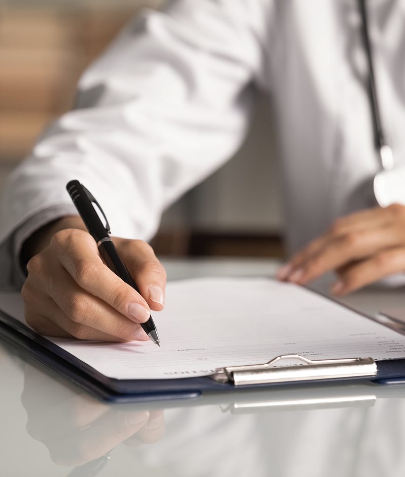 Professional conduct doctor writing form