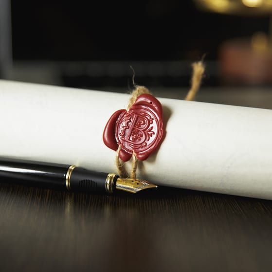 Sealed Will next to fountain pen