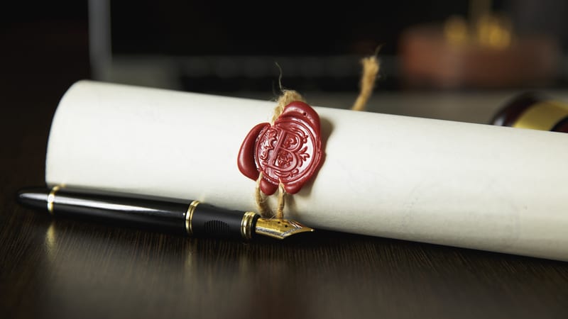 Sealed Will next to fountain pen