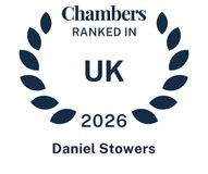 Chambers ranked in UK 2026 with a laurel wreath design and the name Daniel Stowers.