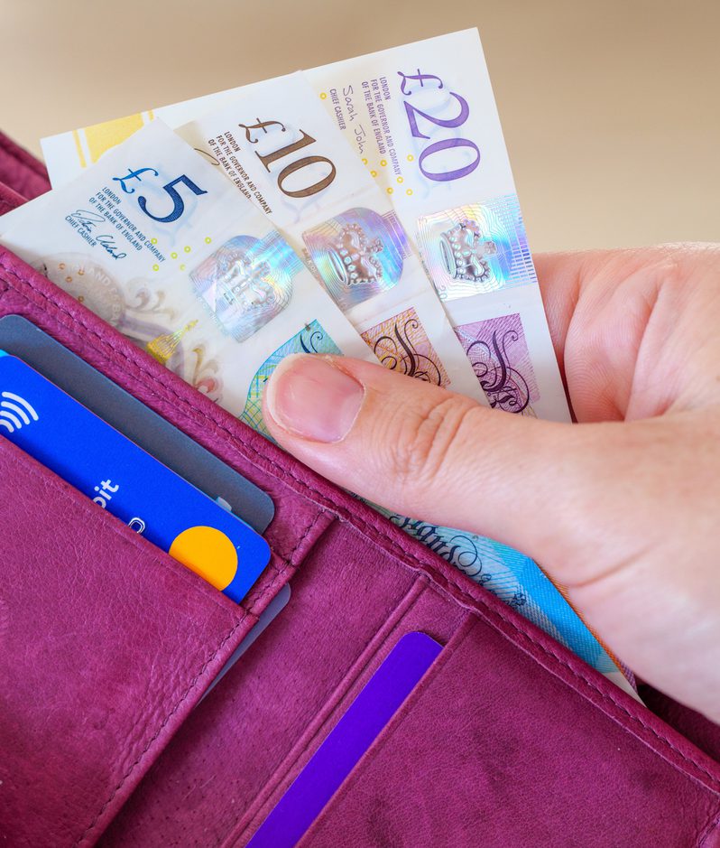 Taking money from purse