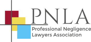 PNLA logo featuring overlapping red, yellow, blue, and grey squares with the text "PNLA" and "Professional Negligence Lawyers Association".