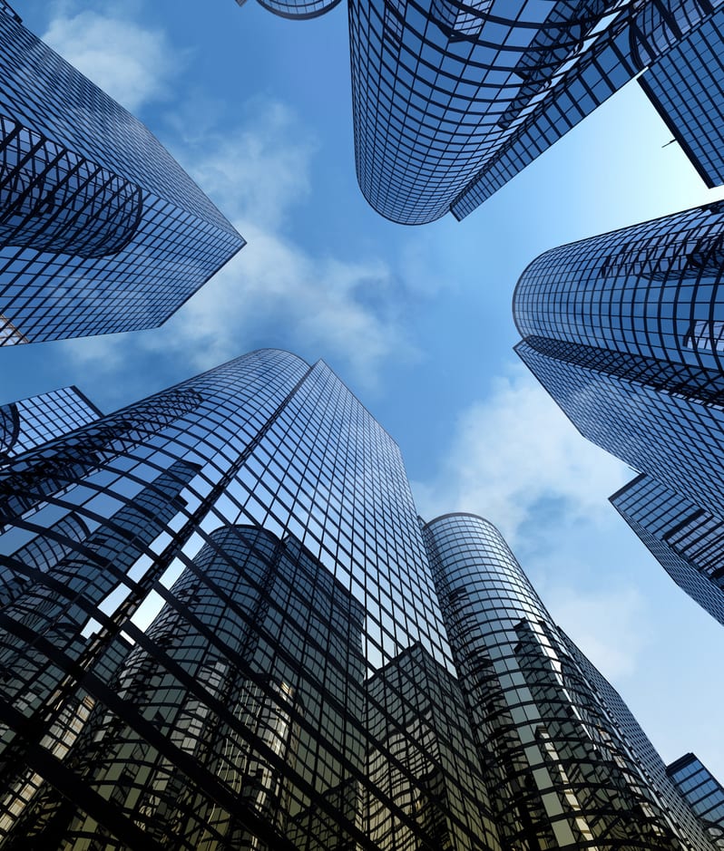 City skyscrapers reflective