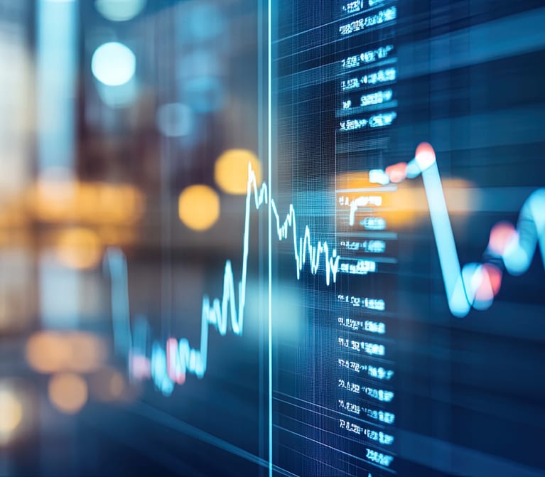 Digital graph increasing over time stocks shares concept