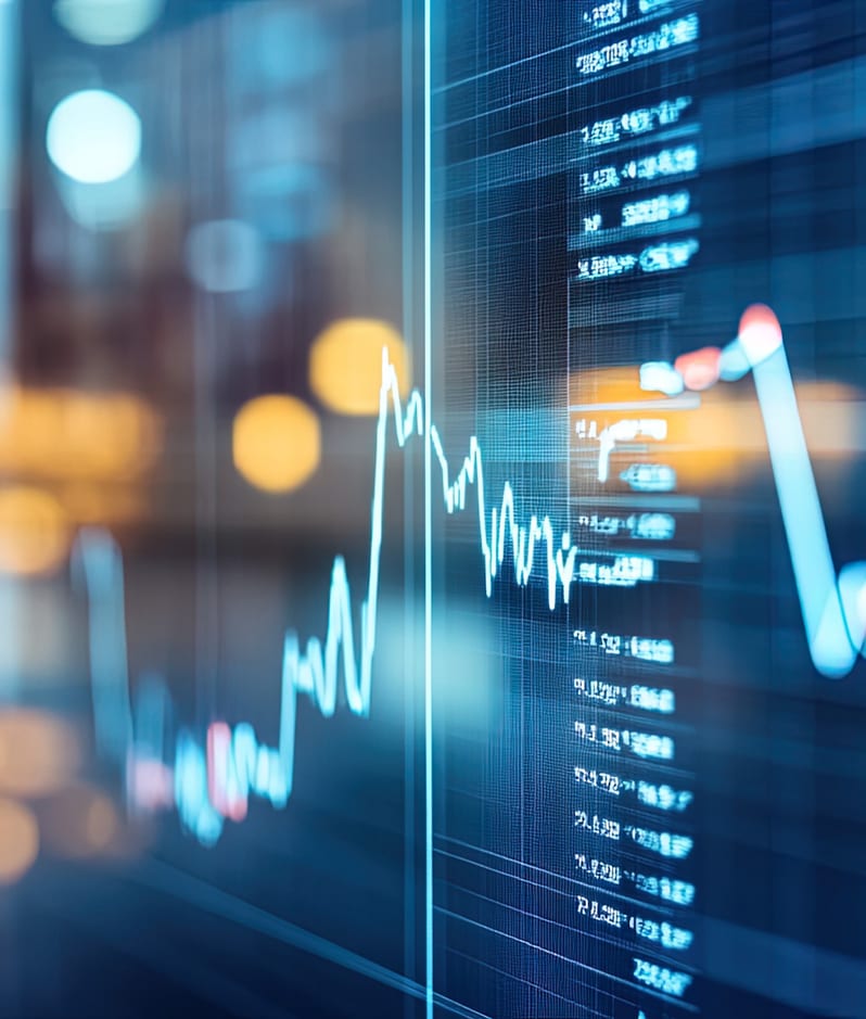 Digital graph increasing over time stocks shares concept
