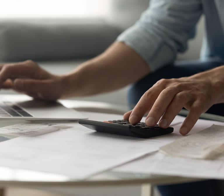 A business owner reviews financial records