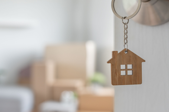 A house keyring in a lock