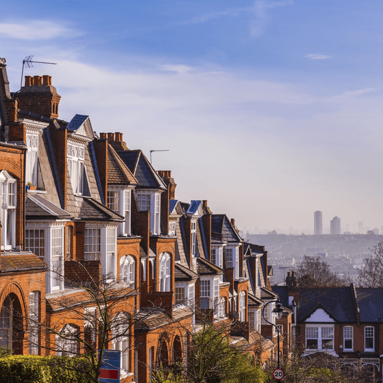 A row of houses in London