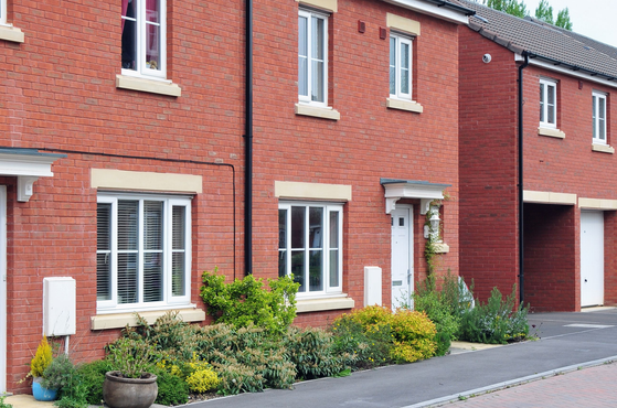 A row of terraced houses in the UK on a housing estate