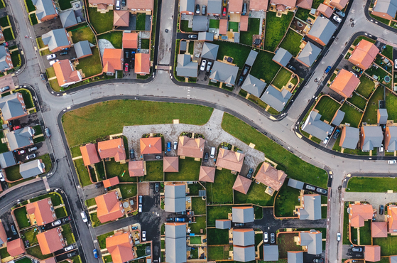 An aerial view of a housing estate in the UK
