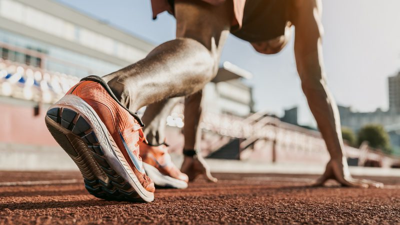 Athlete preparing to sprint race