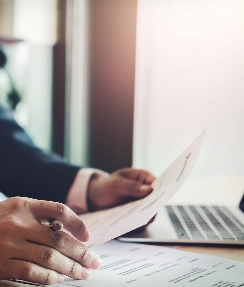 Business professional reviews document