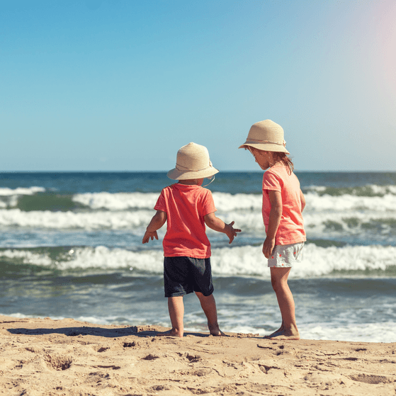 Siblings on a holiday at the beach